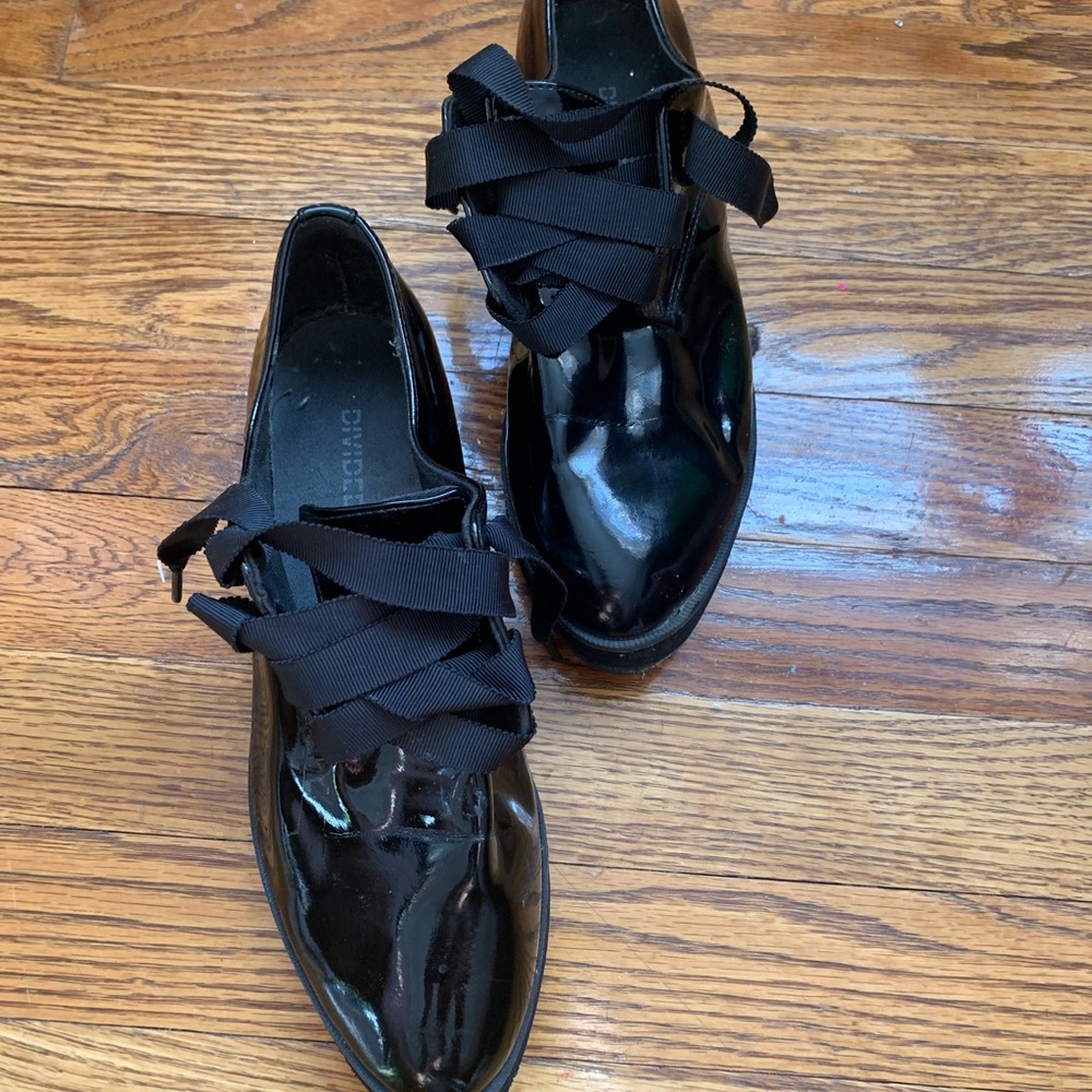 Black Platform Faux Patent Leather Stylish Flats